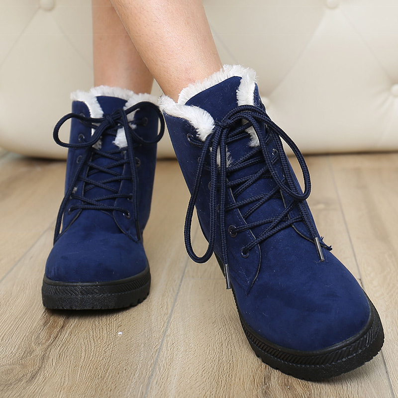 女性のブーツ暖かい毛皮のアンクルブーツ女性の冬のブーツ黒ヒール雪 Bota Ş mujer エレガントな女性のヒールの靴冬の靴