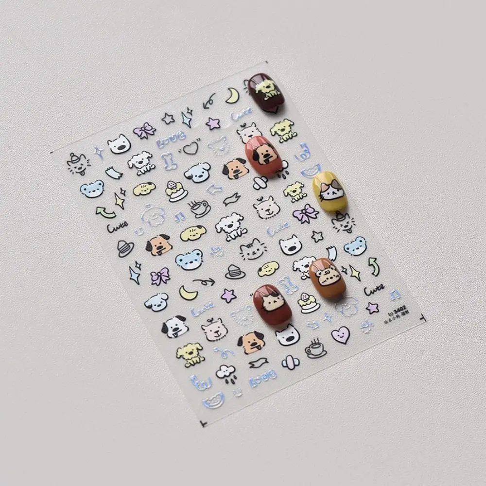 Pegatinas de dibujos animados para uñas, calcomanías de manicura 3D, autoadhesivas, suaves, multifunción