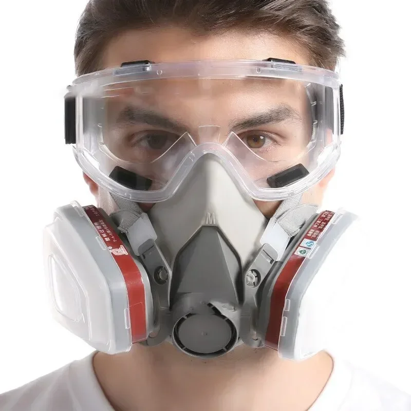 Original 6200-Atemschutzmaske, wiederverwendbar, halbe Gesichtsabdeckung, Gasmaske mit Baumwollfilterbrille zum Malen, Sprühen, Polieren, Arbeitssicherheit