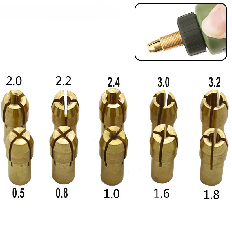 10/11PCS/lot Mini Drill Brass Collet Chuck for Dremel Rotary Tool 0.5-3.2mm Brass and Nut for Dremel Accessories Set