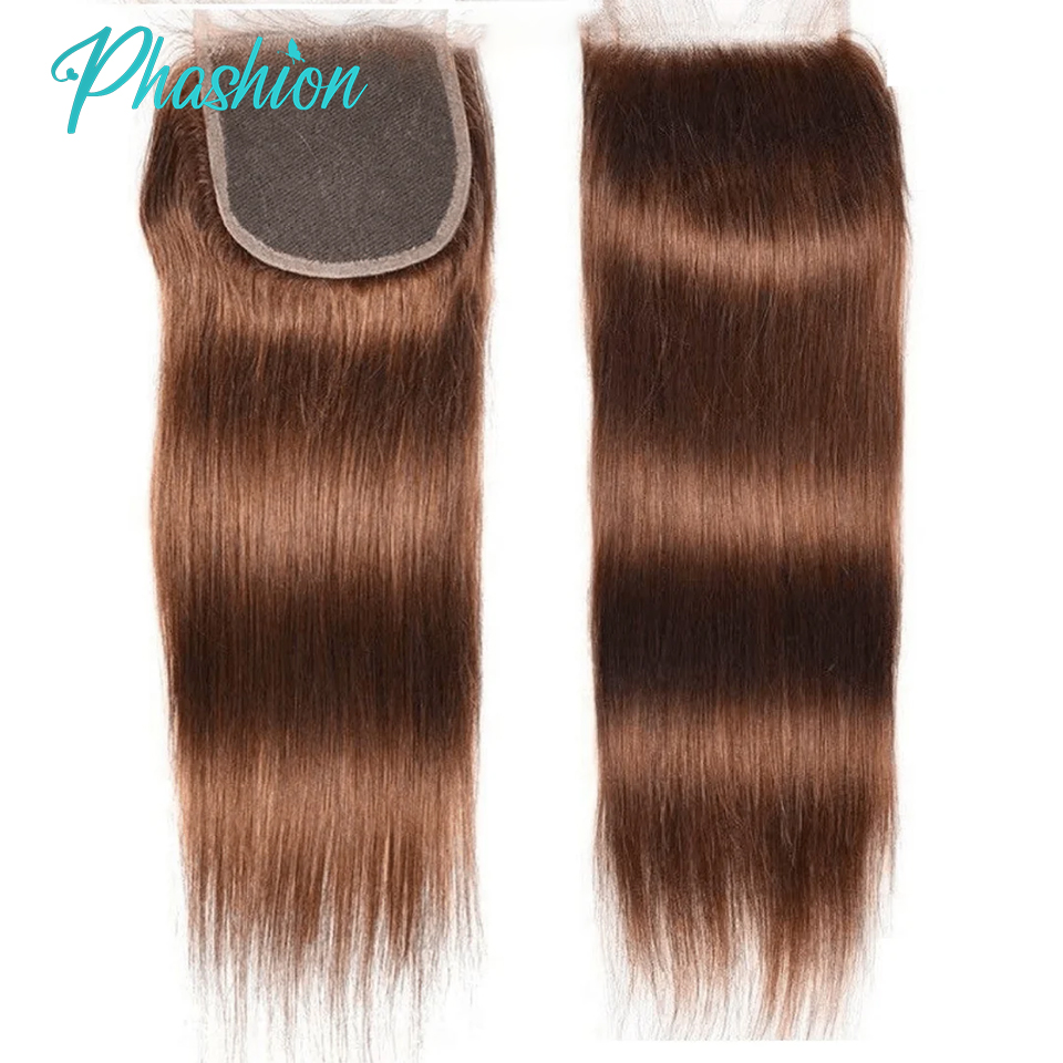 PHFASHION-滑らかなナチュラルレミーヘア,4x4,5x5,13x4,26インチ,28インチ,透明なレースキャップ,茶色のチョコレートボディ