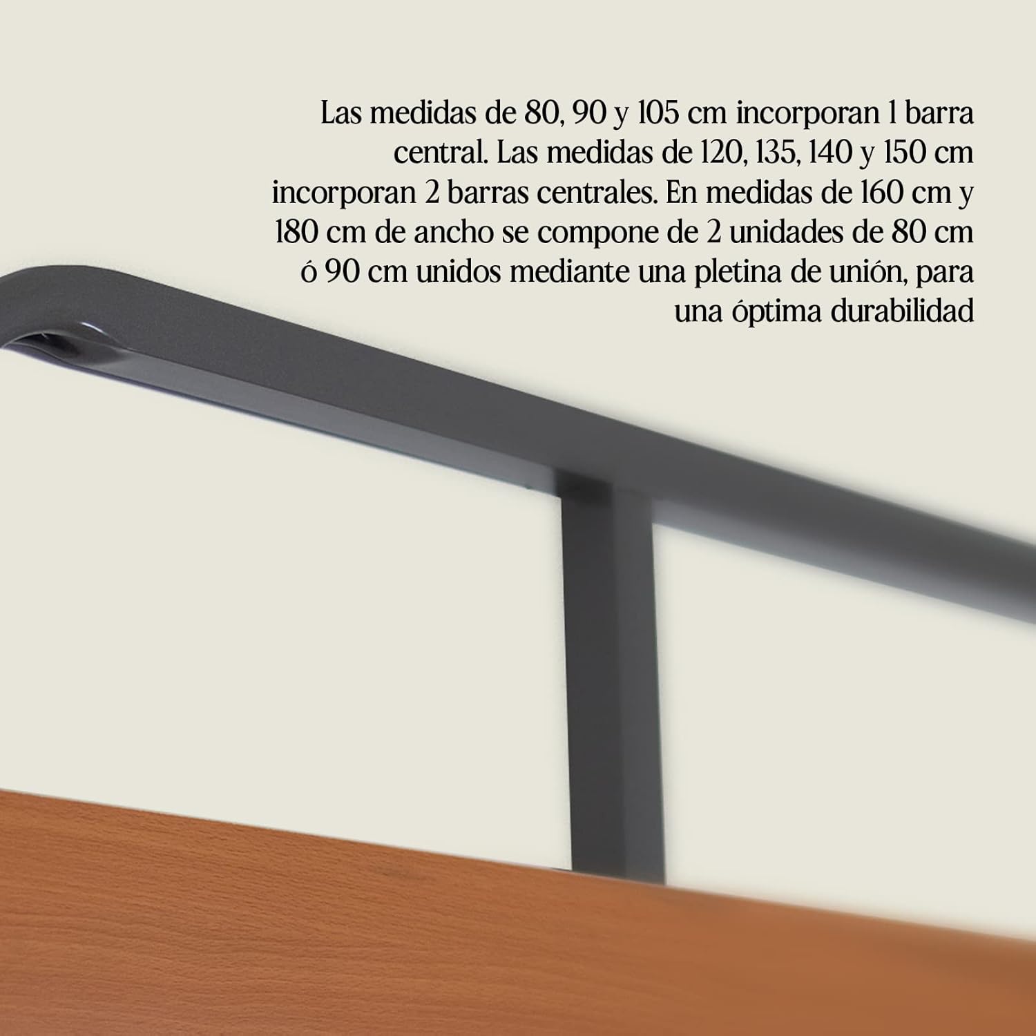 Somier Eco para Cama 90 x 190 cm |   Somier Sin Patas |   Láminas Madera Chopo 9 cm y Estructura Tubos Acero |   Útil para