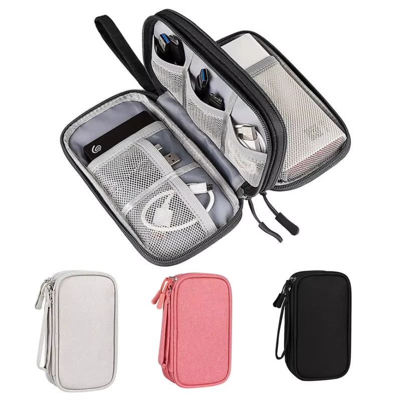 Nueva bolsa organizadora de viaje, organizadores de almacenamiento de cables, bolsa de transporte, bolsas de almacenamiento portátiles impermeables de doble capa para Cable
