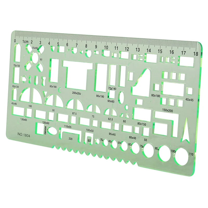 6 Pieces Plastic Measuring Templates Building Formwork Stencils Geometric Drawing Rulers For Office And School,Green