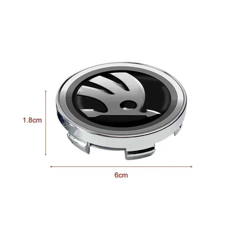 4pcs 56 มม.+ 60 มม.ศูนย์ล้อรถ HUB หมวกขอบฝาครอบสติกเกอร์สําหรับ Skoda Octavia Fabia Kamiq Kapoq KODIAQ Rapid SCALA Superb