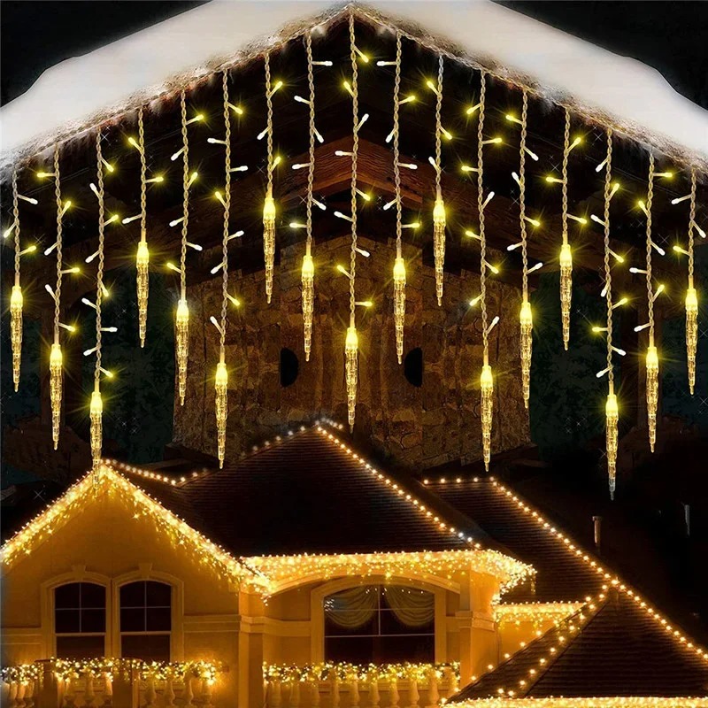 LED Christmas Wreath Light String Ice Pillar Curtain Light Street Garden EU American Standard Plug Navidad