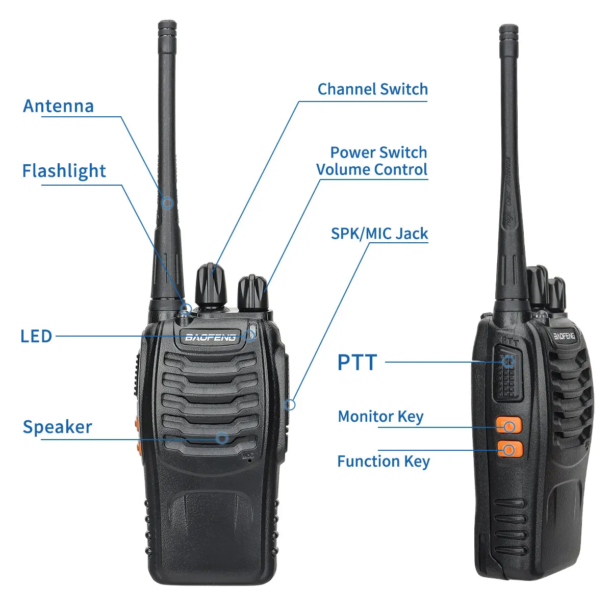 Baofeng BF-888S Pro Walkie Talkie Wireless Copy Frequency Long Range UHF 400-470MHz Portable Ham Two Way Radio for Hunting