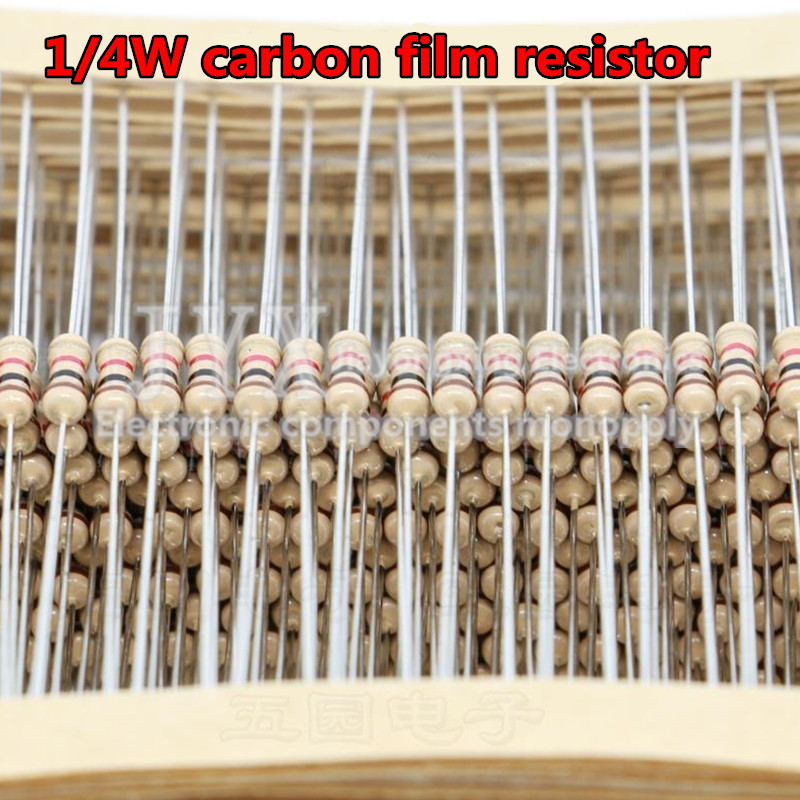 100 Uds 1/4W resistencia de película de carbono 5% 0,25 W 0R-22M 0 2,2 10 100 120 150 220 270 330 470 1K 2,2K 4,7K 10K 100K 470K 1M 10M 20M ohmios