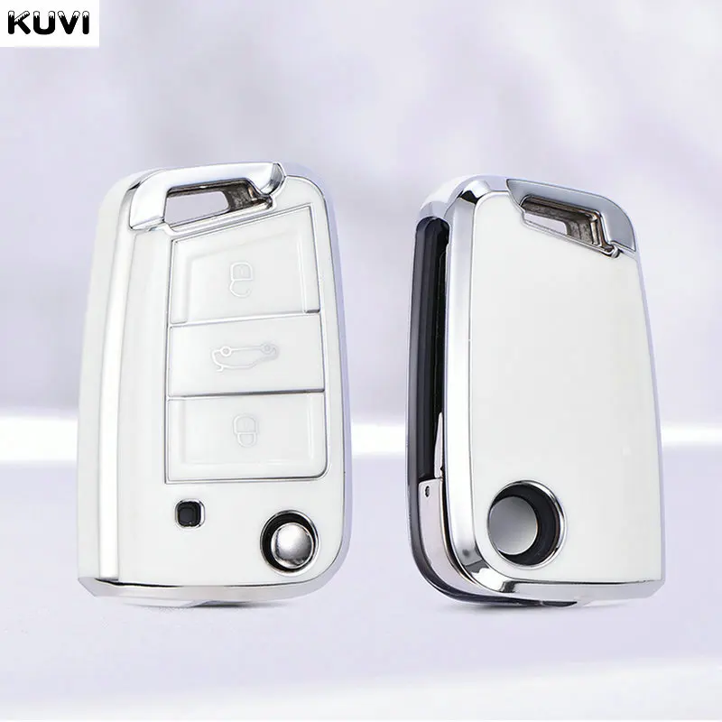 3 4 ボタン TPU 車のキーケースカバー Fob VW フォルクスワーゲンゴルフ 7 MK7 ティグアン MK2 シート Ateca レオン FR 2 イビサシュコダオクタ