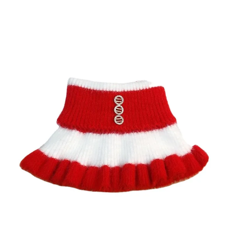 2024 tejidos nuevos cuello de solapa a rayas cubierta de cuello cálida para mujeres bufanda de cuello falso de terciopelo de imitación de visón grueso