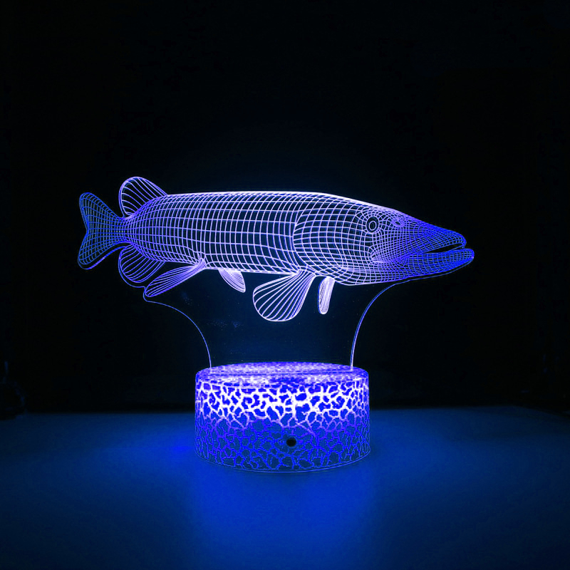 Nighdn Fish 3D Illuison Table Lamp LED Touch Acrylic 7/16 Color Changing Night Light Gift for Kids Elder Bedroom Decoration