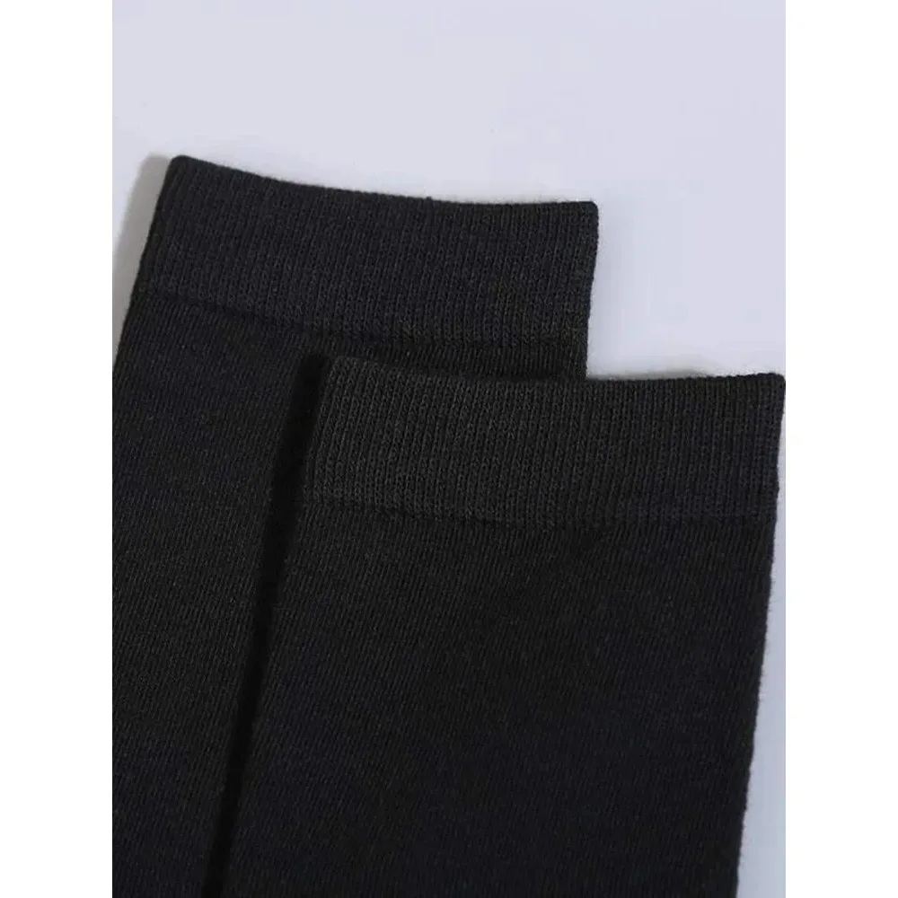6 pares de calcetines de longitud media de Color sólido para hombre, calcetines de negocios negros clásicos cómodos a la moda para otoño, calcetines cortos de alta calidad para hombre