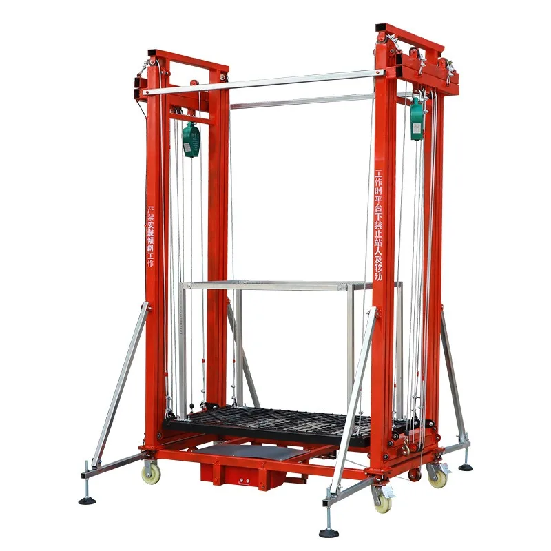 10M Height Electric Mobile Scaffolding Lift 500KG Load Capacity With Emergency Stop Safety System Folding Platform