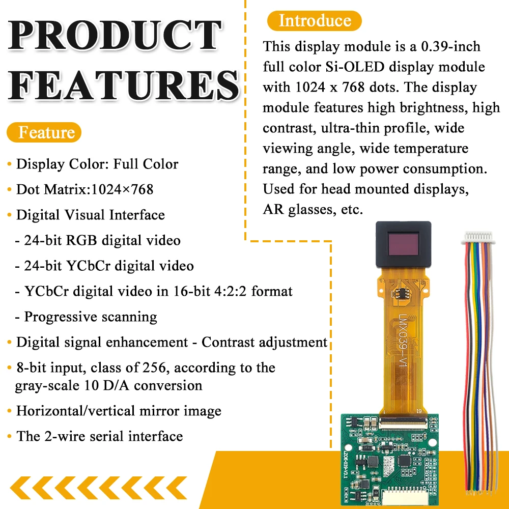 0.39 Inch OLED Display Viewfinder for FPV Drone Aerial Photography 1024*768 Micro AV HDMI Thermal Imaging Night Vision Device