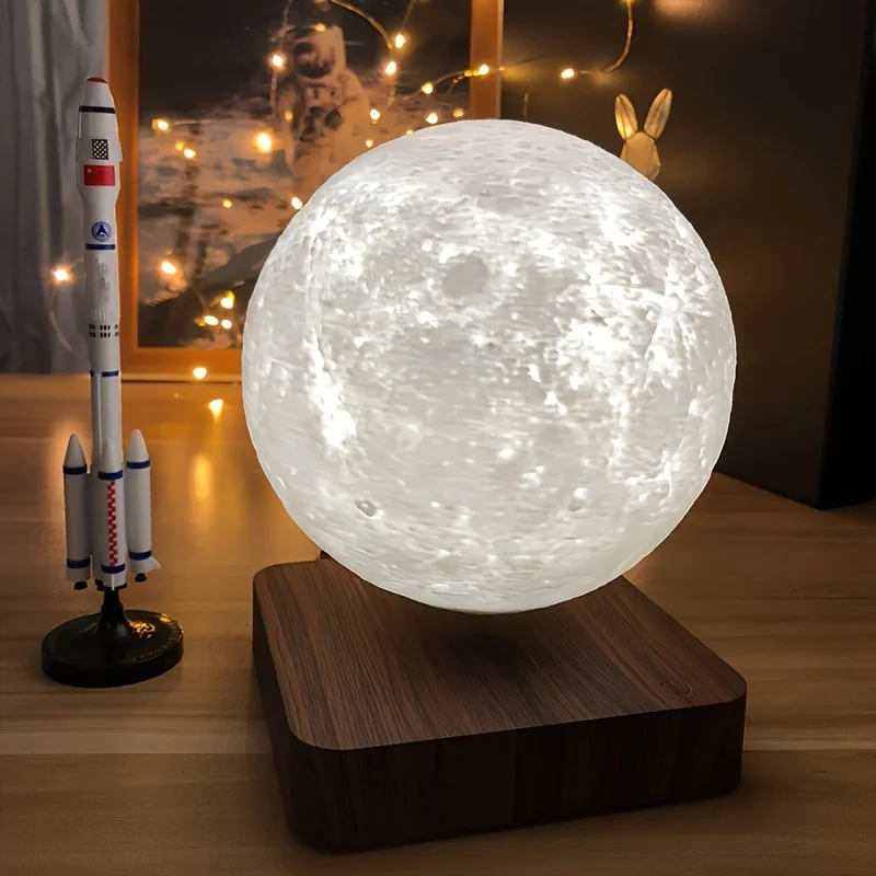 Lewitująca lampa księżycowa, magnetyczna pływająca lampa księżycowa Spinning Luna Night Light z 3 trybami kolorów, do dekoracji biurka w domu,