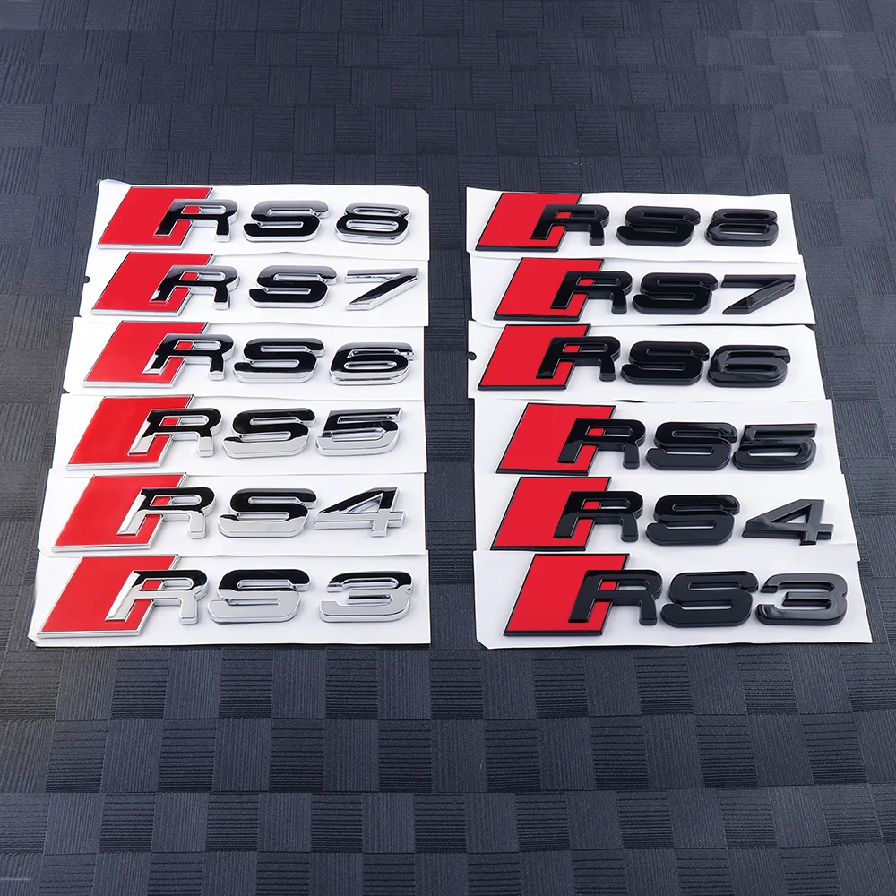 Insignia adhesiva 3D ABS para maletero trasero de carrocería de coche, accesorios de decoración para Audi RS3 RS4 RS5 RS6 RS7 RS8 emblema A3 A4 B8 8P 8V B6 A5 A6