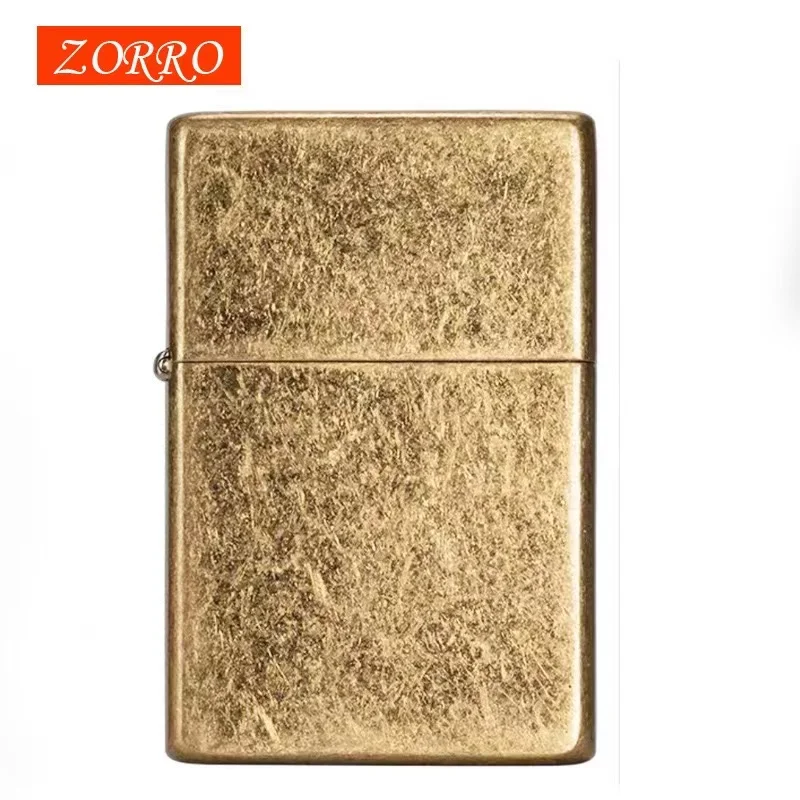 New ZORRO Original Kerosene Lighter Retro Creative Pure Copper Shell Windproof Brass Cigarette Gasoline Engine Smoking Gift Box