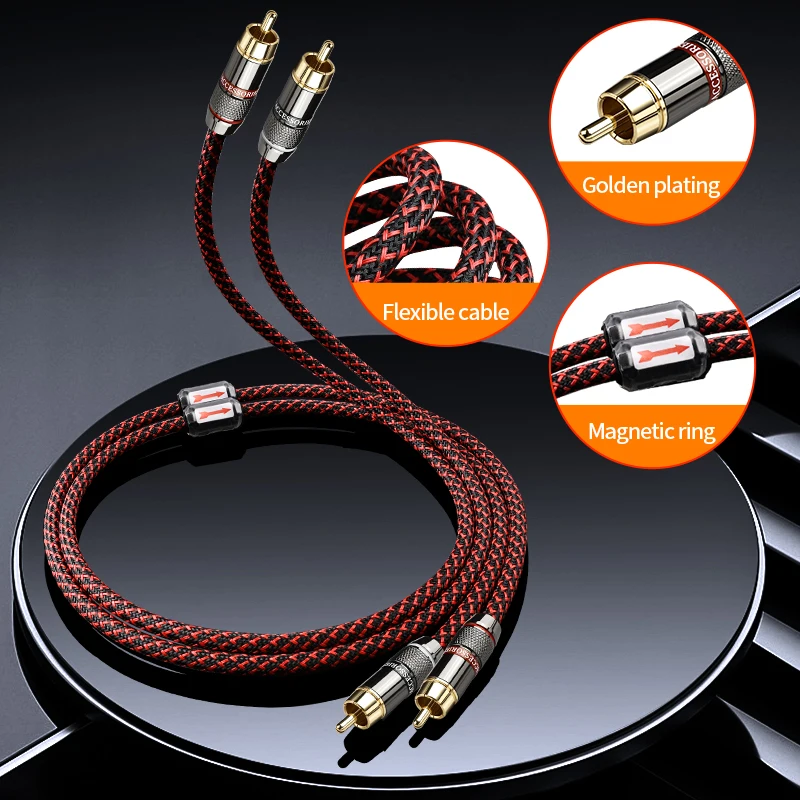 YYTCG 1 คู่สายสัญญาณเสียง RCA 2 RCA ถึง 2 RCA สายเชื่อมต่อไฮไฟสเตอริโอ 4N OFC ชายชายสําหรับเครื่องขยายเสียง DAC ทีวีเครื่องเสียงรถยนต์