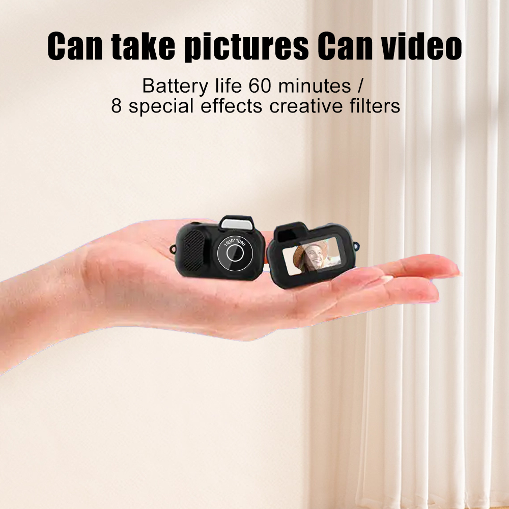 Mini telecamera con schermo per interni, casa, sport all'aria aperta, HD 1080p, portatile, vintage, molto piccola, mini telecamera, supporto per scheda TF