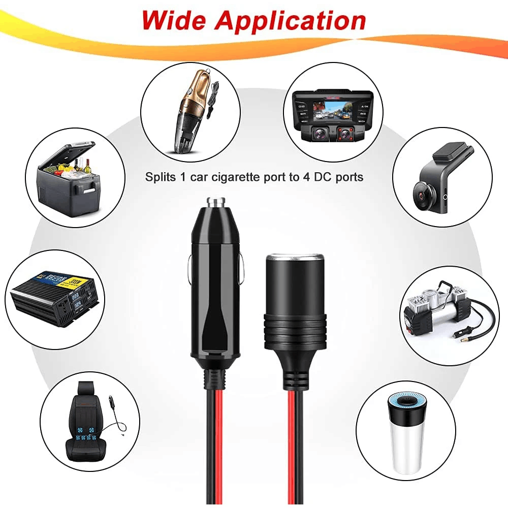 1 a 3 isqueiro do carro 3 vias soquete divisor 12v 24v adaptador de carregador de energia fêmea tomada cabo de extensão