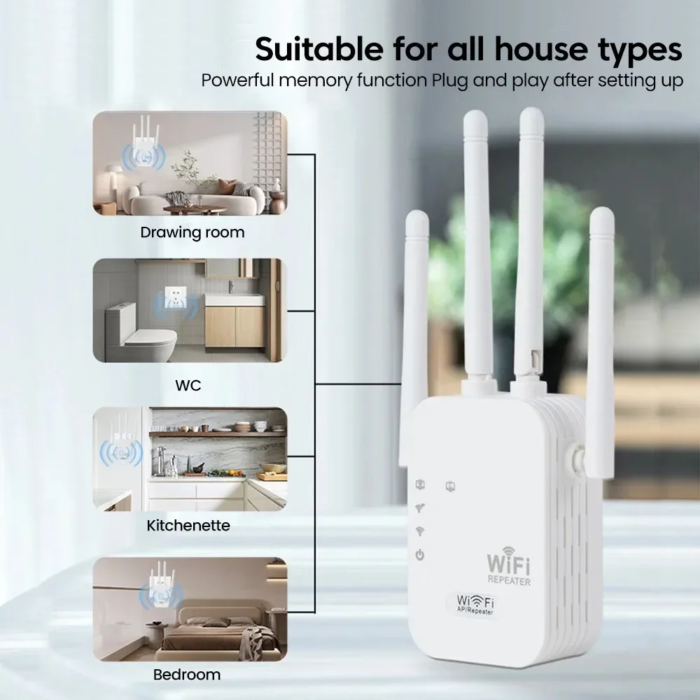 Repetidor WiFi inalámbrico de 1200Mbps, enrutador WiFi de doble banda 2,4G 5G, extensor de señal WiFi, amplificador WiFi de largo alcance, amplificador WIFI