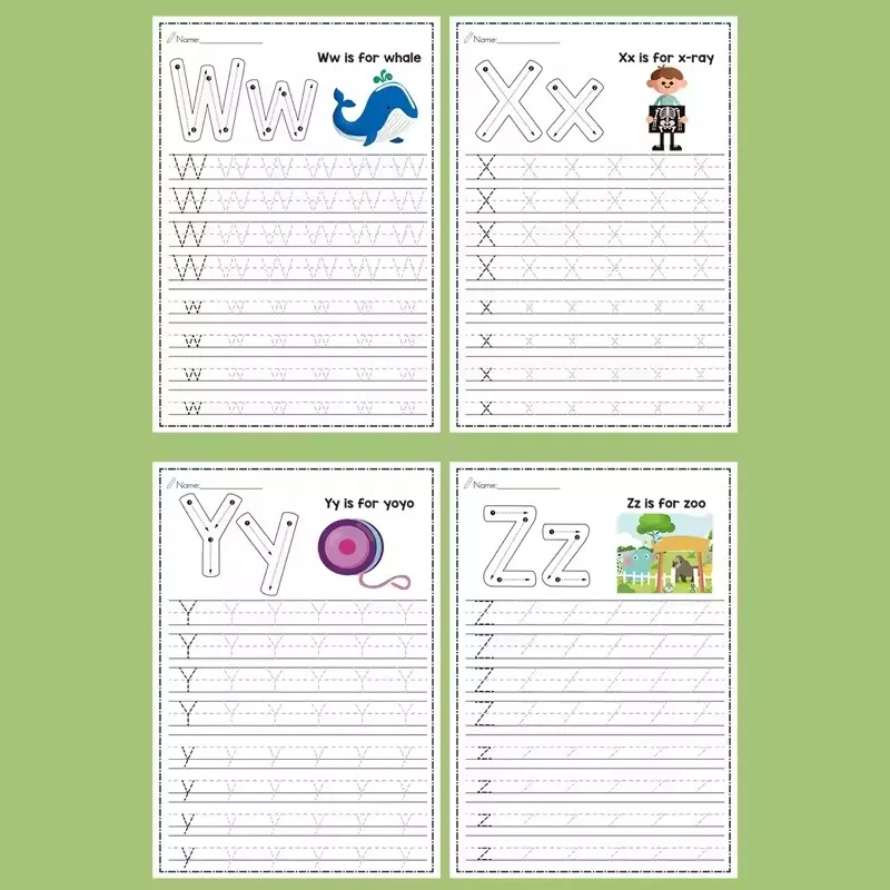 26 Alphabet Practicing Uppercase and Lowercase Letters English Coloring Book Pen Control Training Handwriting Practice Book
