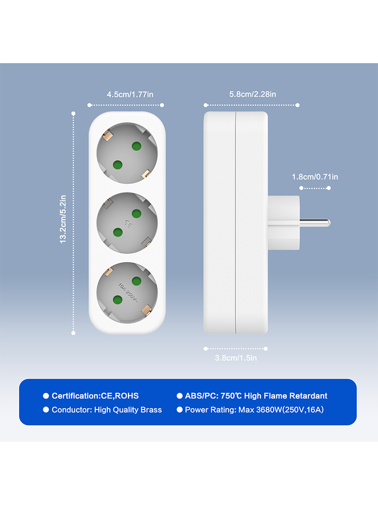 EU Steckdose 3 Outlets Europäischen Standard Adapter Erweiterung Steckdose 2 Pin Stecker Verlängerung AC Konverter Adapter hause