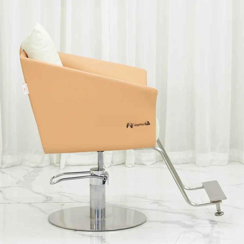 Silla de peluquería informal con teñido en caliente para barbería de alta gama, taburete de peluquería
