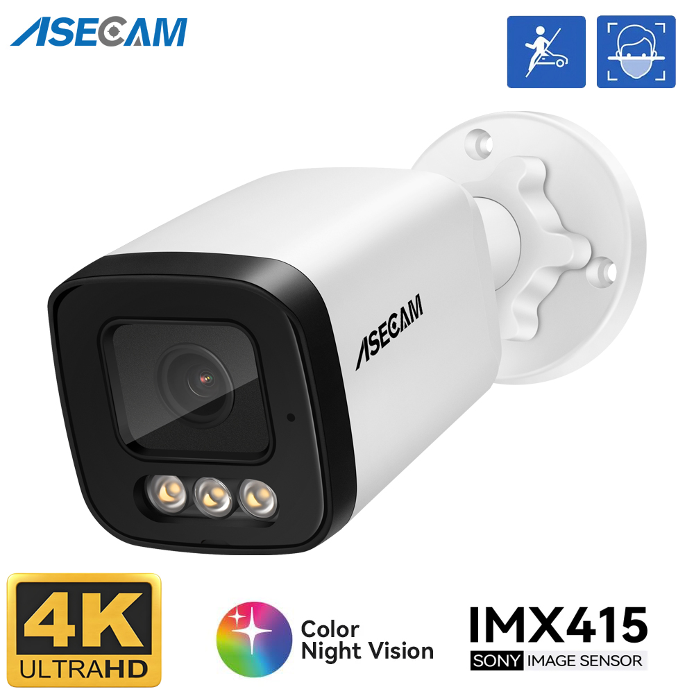 Cámara de Seguridad ASECAM 4K Luz Super Starlight Aurora Lux visión nocturna a todo Color lente F1.0 POE Onvif 8MP Vigilancia