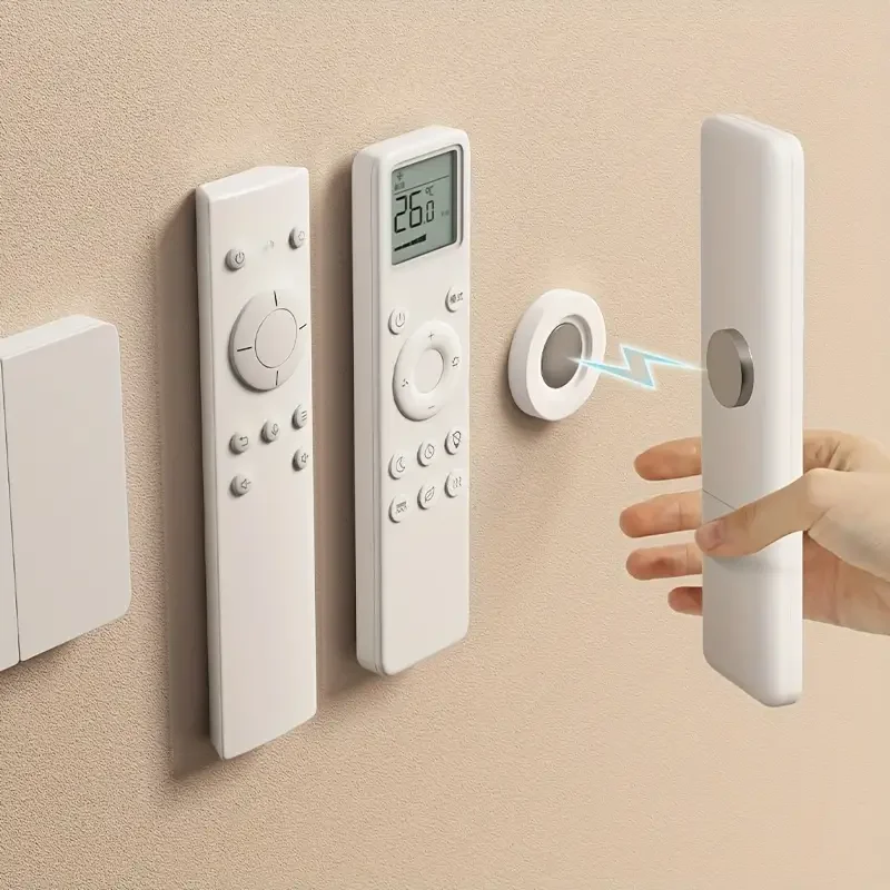 Soporte remoto magnético sin taladro, soporte de pared para mandos a distancia de TV/AC/DVD, diseño blanco que ahorra espacio, 3 uds.