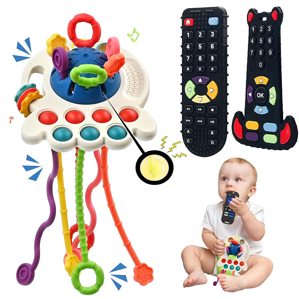 Juguetes para bebés de 6 a 12 meses, juguetes para la dentición de silicona, mordedor con forma de Control remoto, juguetes para masticar infantiles, mordedores sensoriales para bebés recién nacidos