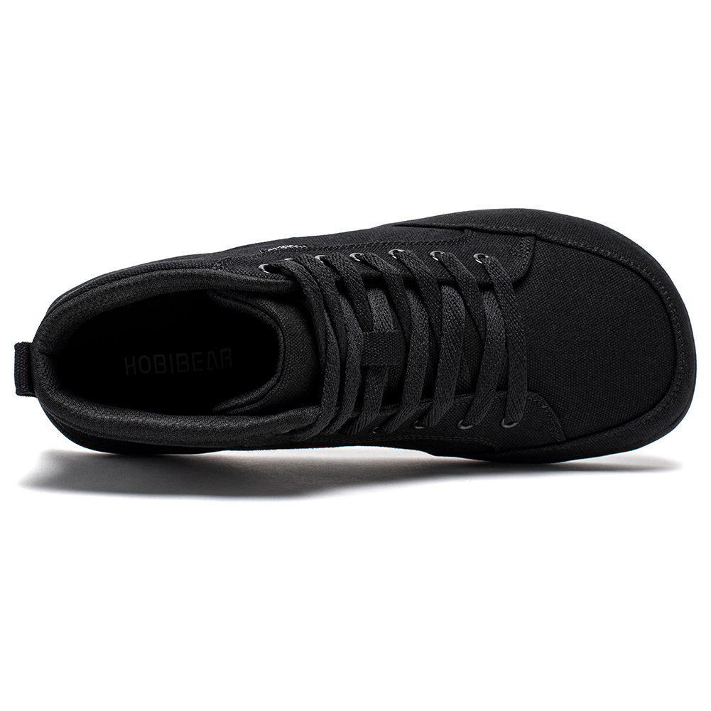 HOBIBEAR Mid-Top Barefoot Shoes Unisex Wide Toe Box Canvas Sneakes Zero Drop Lace Up Outdoor Walking Shoes
