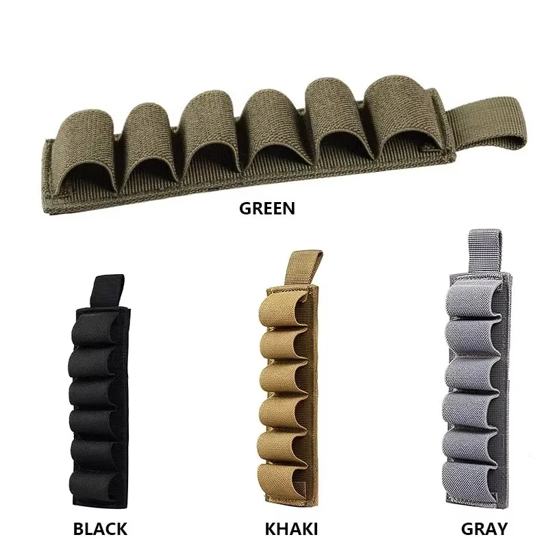 Bolsa tática para espingarda com 6 espaços, bolsa de munição molle com fecho de velcro, nylon resistente para caça e ao ar livre ​