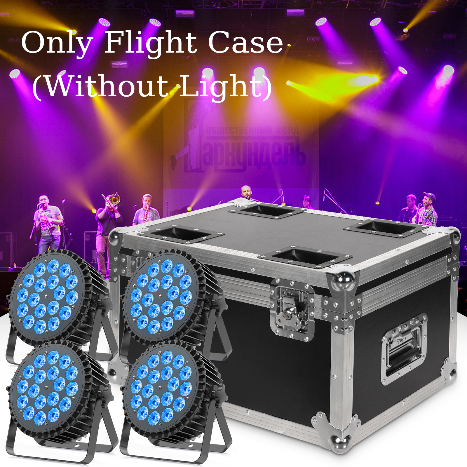 Fieryzeal Hochleistungs-Airline-Koffer für (4) 18 LED-Par-Licht-Bühnenlicht-Gator-Koffer mit integrierten Rädern für DJ-Bar-Konzertpartys