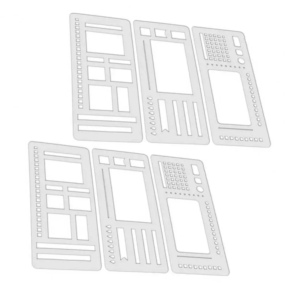 Planner Stencil Set Coil-bound Notebook Stencil Handmade Flexible Template Set for Diy Scrapbooking Journaling with Dot Grid