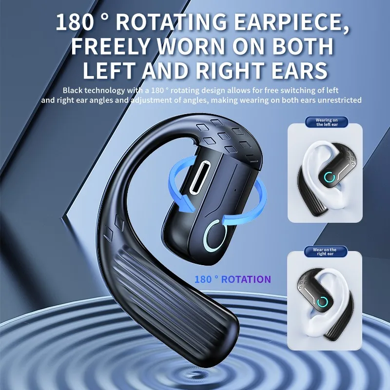 ชุดหูฟังไร้สาย Bluetooth 5.4 Open 180 °   การหมุนปรับหูซ้ายขวาหู Universal Ear-Hook หูฟังพร้อมไมโครโฟนธุรกิจกีฬา