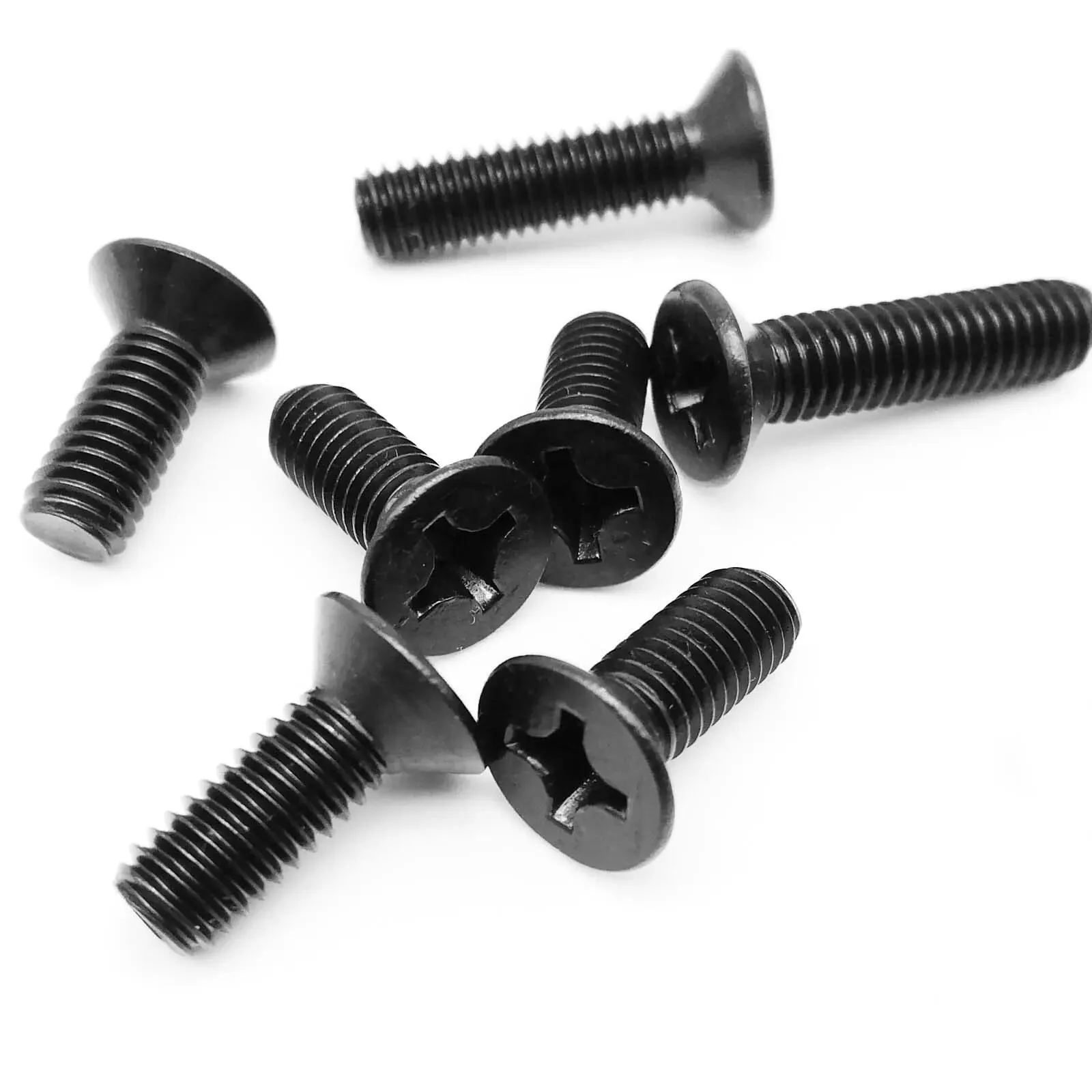 50/100/200 PCS M1 M1.2 M1.4 M1.6 M2 M2.5 M3 M4 CROSS Recessed Phillips FLAT Countersunk หัวสกรู Bolt GB819 เหล็กคาร์บอนสีดํา