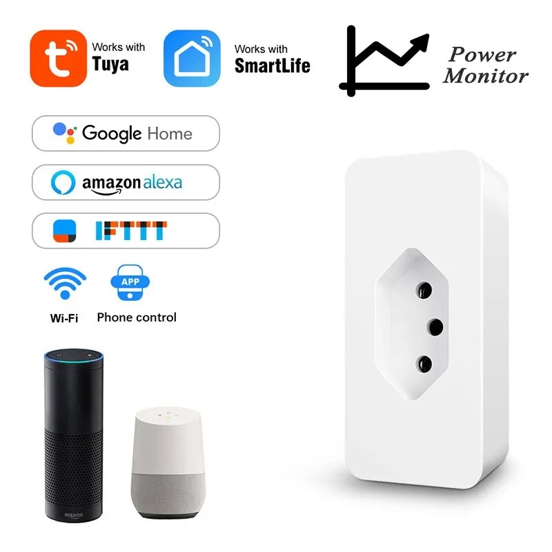 Tuya-インテリジェントオーディオプラグ,バッテリー制御付きのスマートプラグ,16a双方向プラグ,Alexa,Google Home