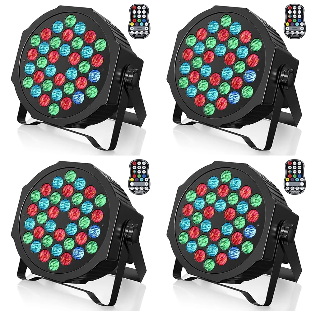 U'King 4PCS 36LED Par Light DMX512 RGB LED Uplights Battery Powered Uplighting Rechargeable Stage Light for DJ Disco KTV Party