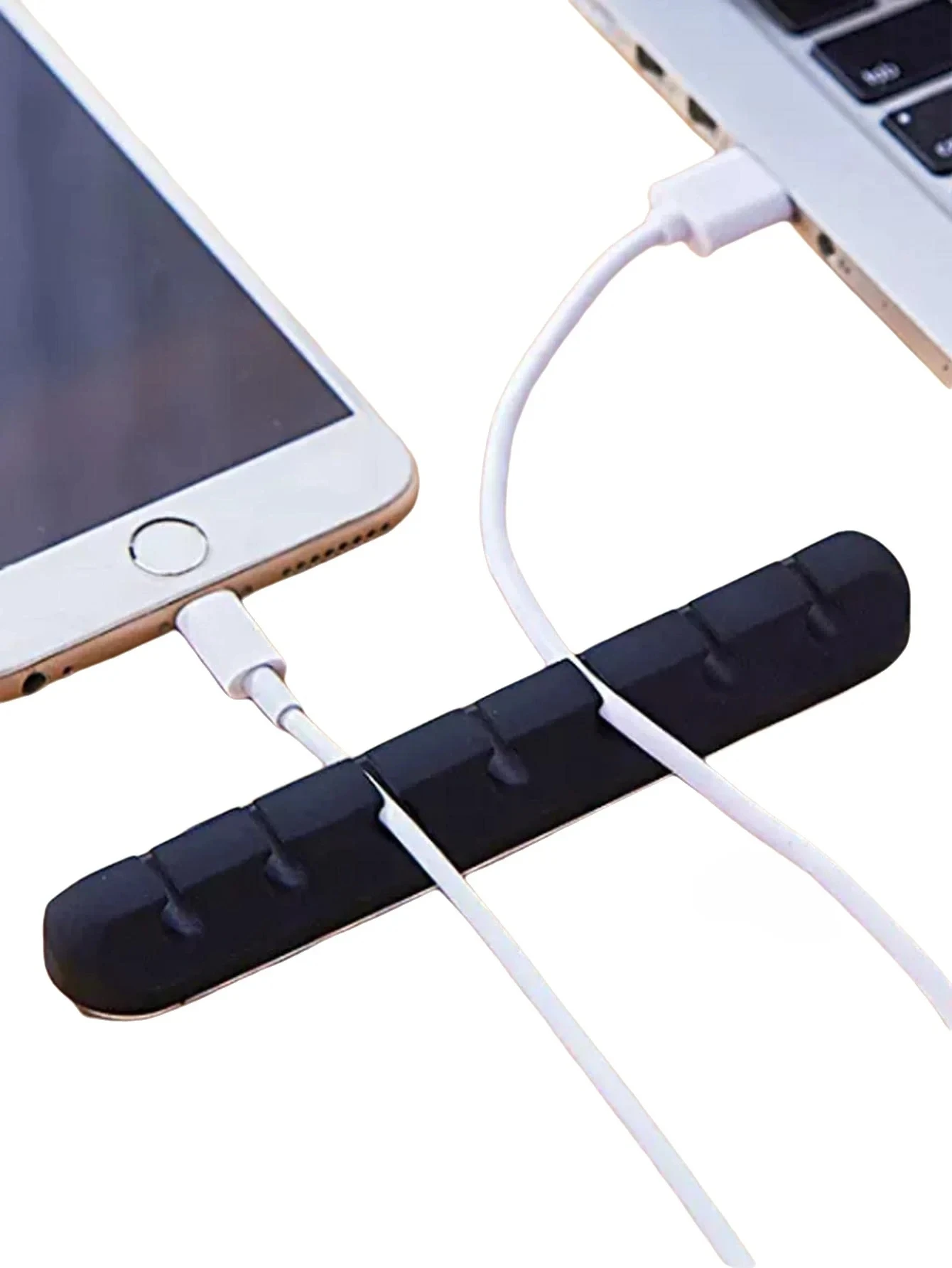 Clips al por mayor, soporte de cables para ratón, auriculares, organizador de cables, enrollador de cables USB de silicona, gestión ordenada de escritorio