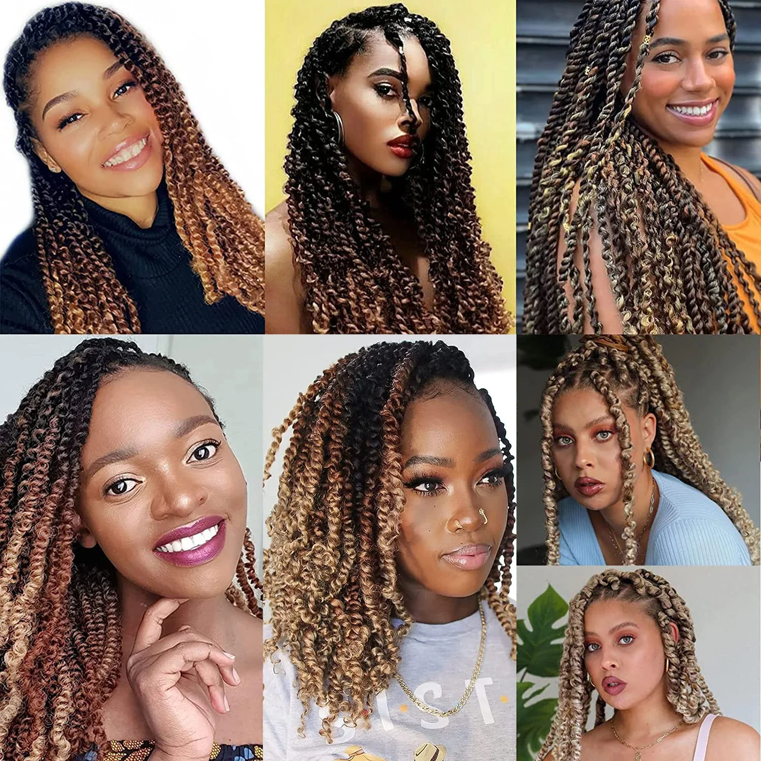 Capelli afro twist elastici pre separati Ombre Bionda Marrone 18 pollici Afro crespo Marley Twist Intrecciare i capelli Capelli sintetici all'uncinetto
