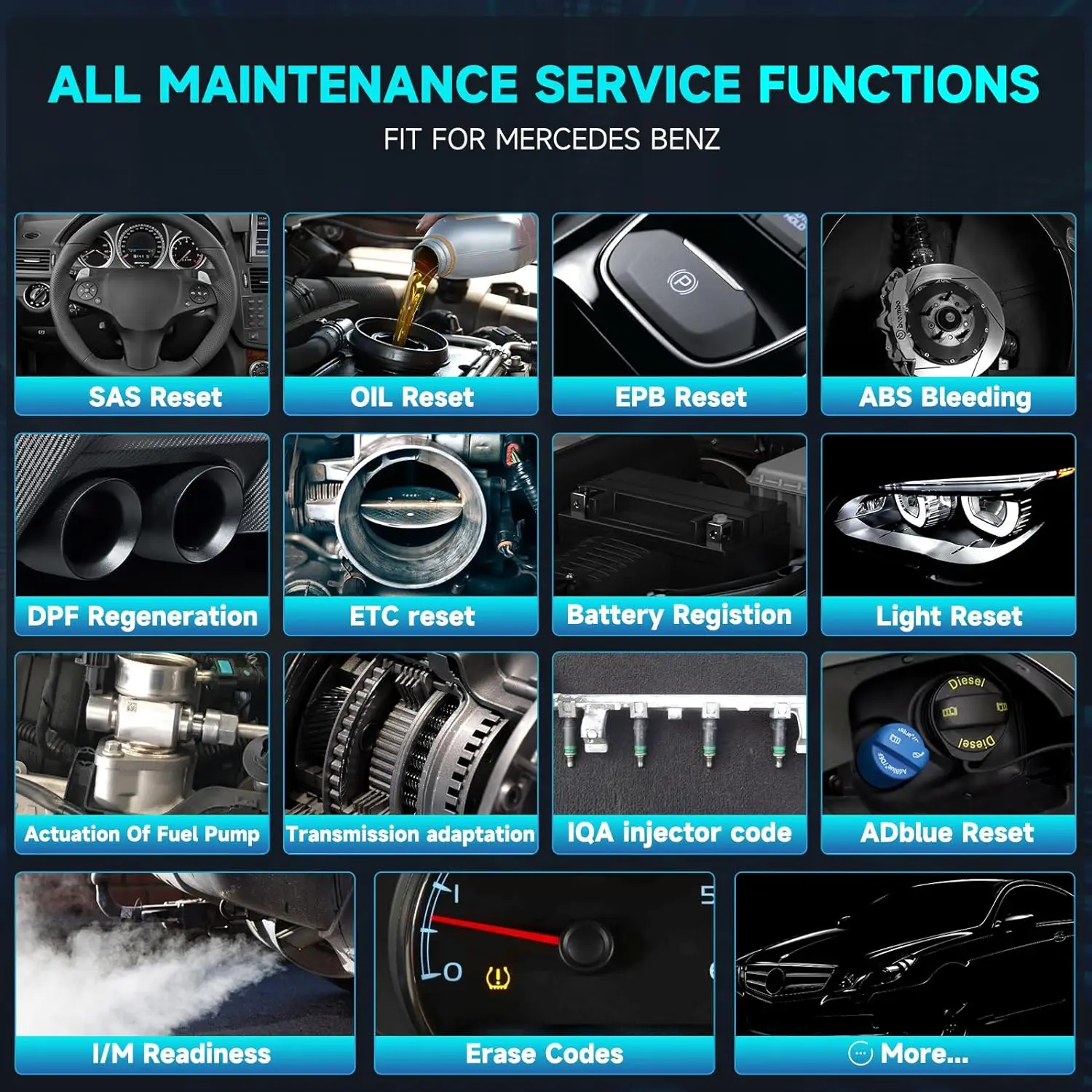 ANCEL BZ700 OBD2 Kfz-Scanner passend für Mercedes Benz Sprinter Smart, 9+ Reset Full System Car Code Reader Diagnosetool