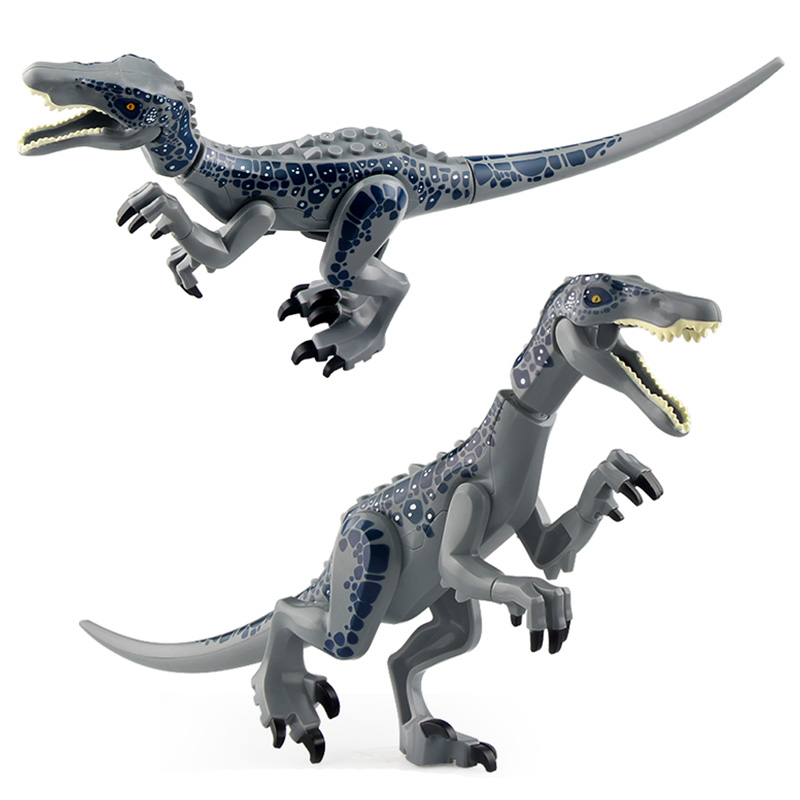 Figuras de dinosaurios grandes Jurassic Dino World, bloques de construcción Velociraptor t-rex Triceratops Indominus Rex, juguetes para niños