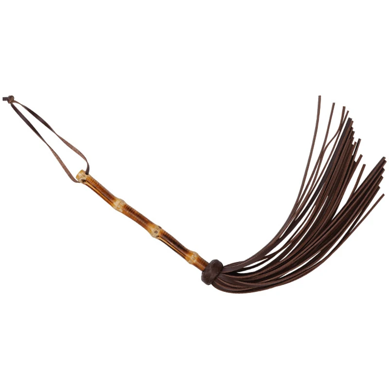 Paddle per sculacciata con frusta per cavallo in vera pelle da 50 cm, manico in bambù per mazza equestre equestre