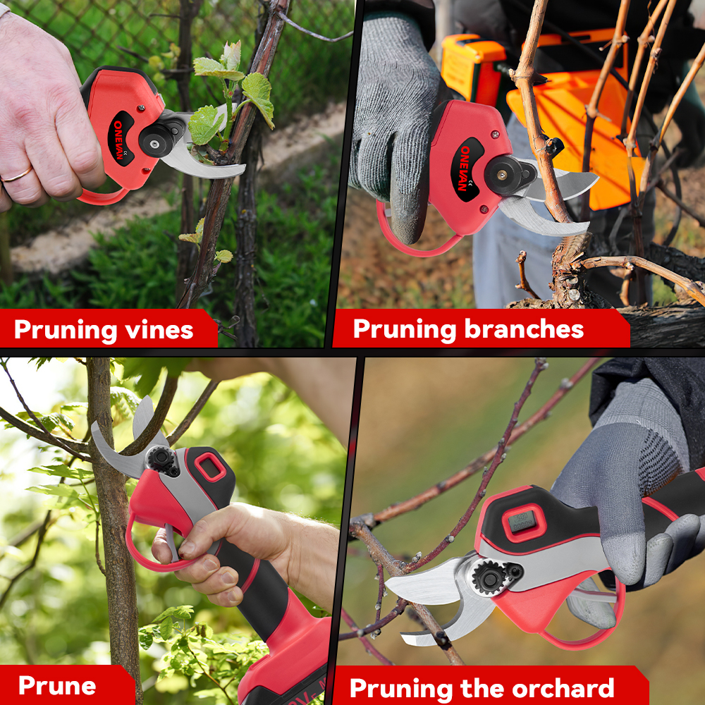 ONEVAN 30mm 4Gears Brushless Electric Pruning Shears Cordless Rechargeable Fruit Tree Bonsai Pruning For Makita 18V Battery Pin