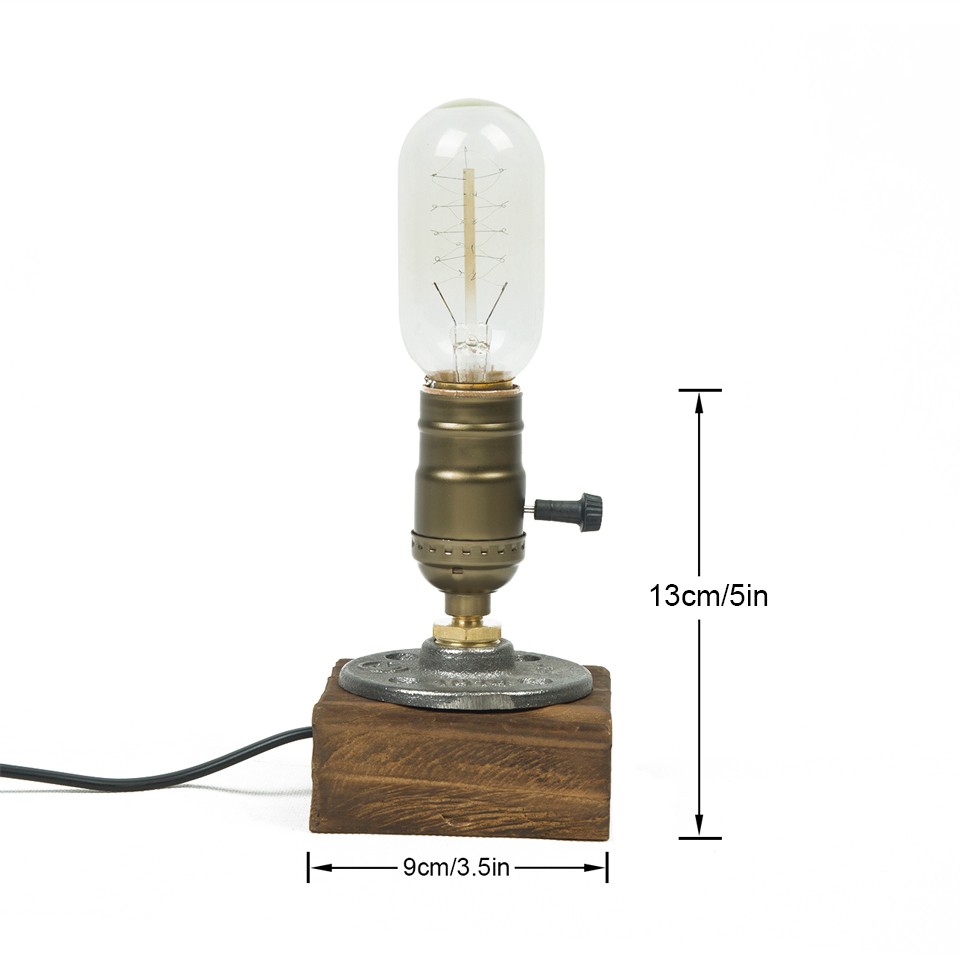 Luces de mesa LED industriales con interruptor, lámpara de escritorio de madera, decoración Retro para el hogar, regalo de arte creativo, luz nocturna