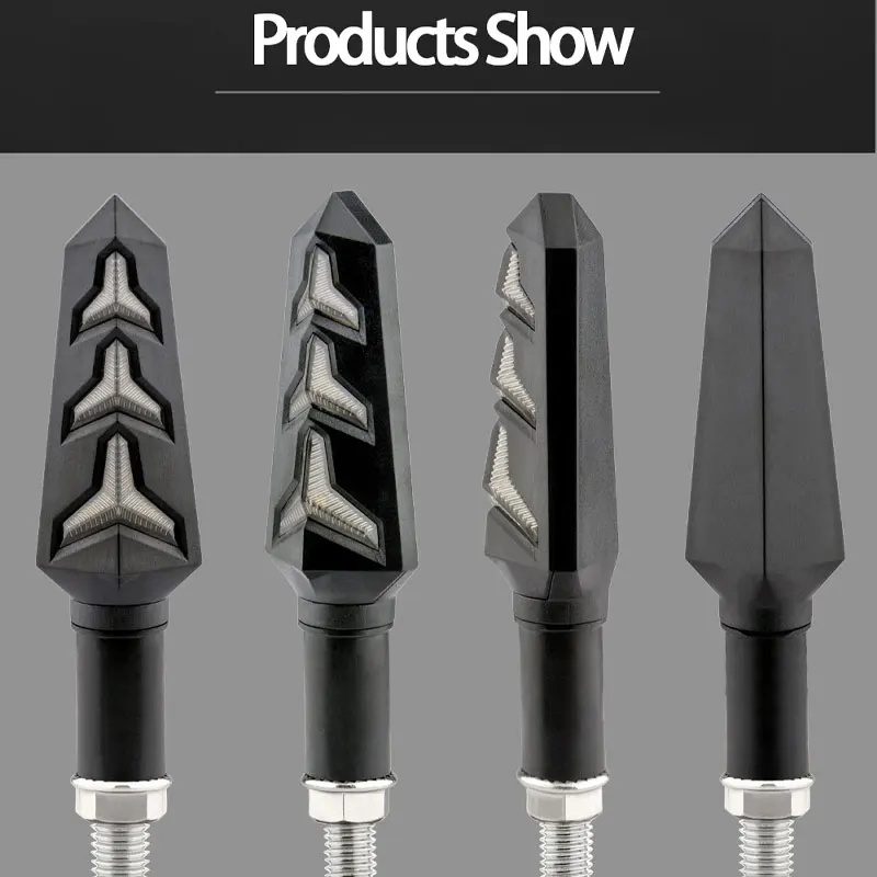 2PCS Motorbike LED Motorcycle Turn Signal Light Flowing Fishbone Indicator Lights Daytime Running Lights 12V