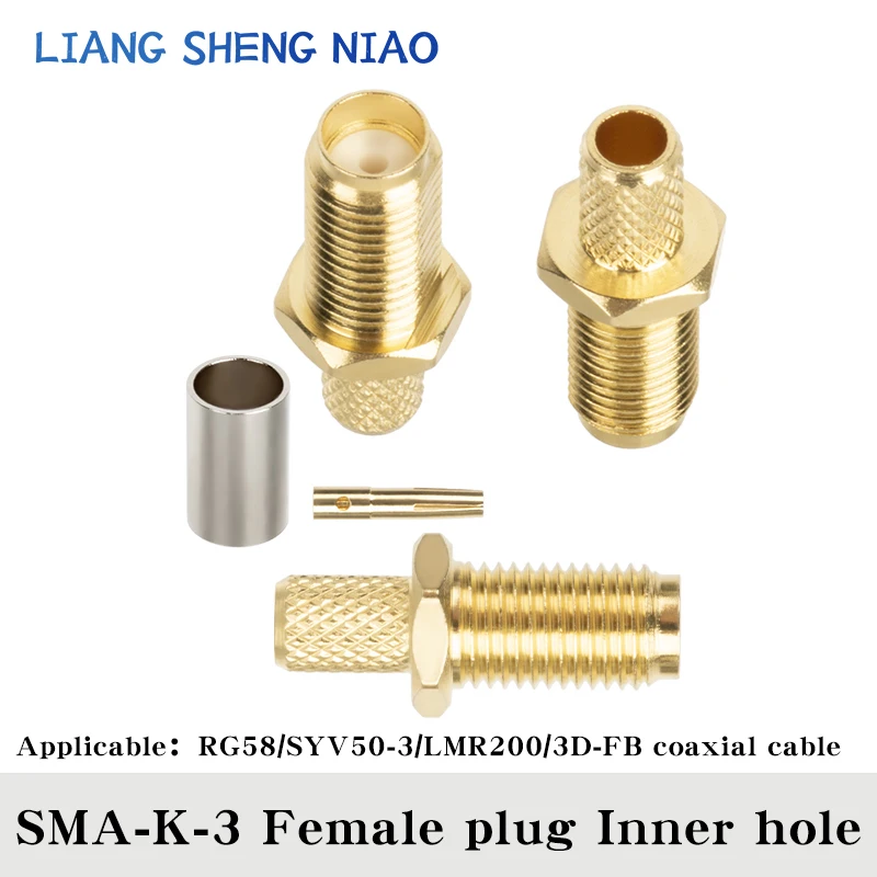 Todo o cobre SMA-J-3 parafuso interno agulha interna padrão sma conector macho crimpado com conector fêmea sma alimentador rg58/50-3