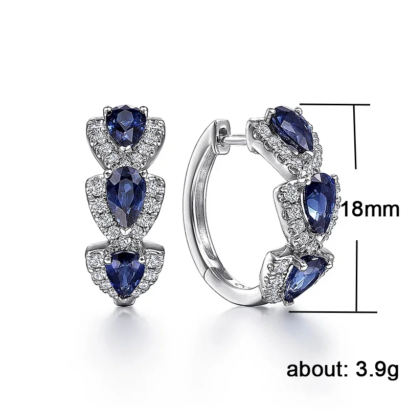 Huitan Luxus Trendy Blaue Zirkonia Creolen Hochzeit Party Elegante Accessoires für Frauen Jahrestag Geschenk Neue Schmuck