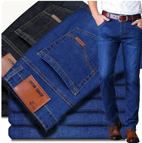 Pantalones vaqueros informales de negocios suaves y cómodos para hombre, Pantalones rectos ajustados, ropa elástica ligera de lujo a la moda para hombre
